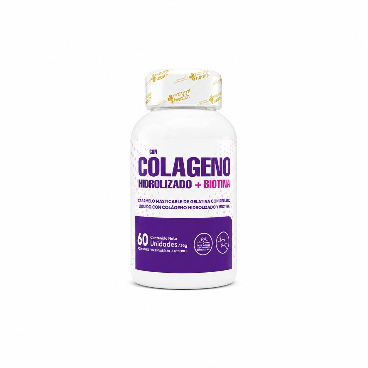 Colágeno dietario en cápsulas, suplemento nutricional para complementar la alimentación y apoyar el cuidado de la piel, articulaciones, huesos y uñas.